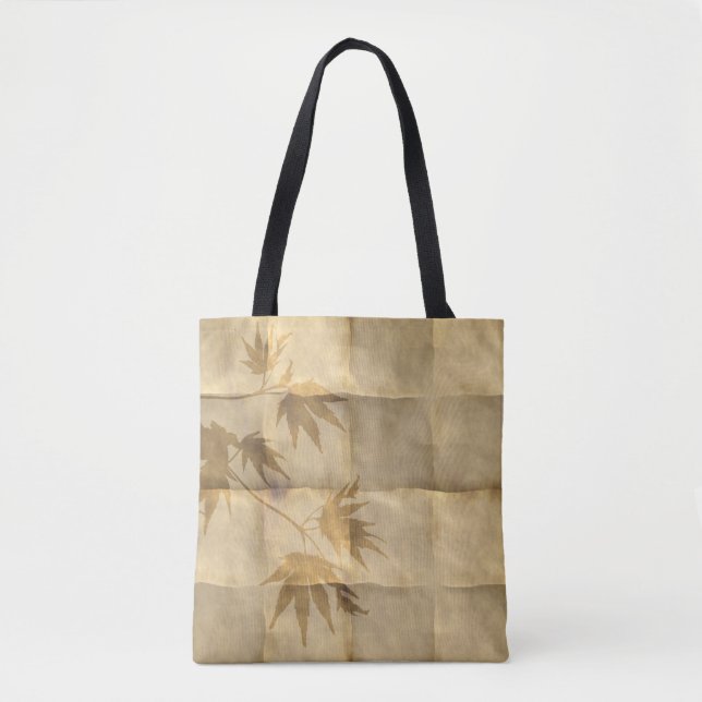 Tote Bag Feuilles d'érable or sur papier parchemin élégant (Devant)