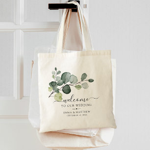 Tote Bag Feuilles d'eucalyptus verdure mariage de bienvenue