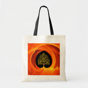 TOTE BAG FEUILLES D'OR DANS LES CHALEINES FRACTALES ORANGE