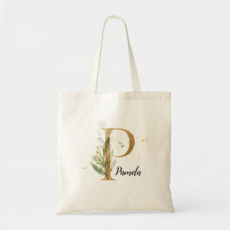 Tote Bag Feuilles d'or Vert Élégant Foliage Personnaliser "