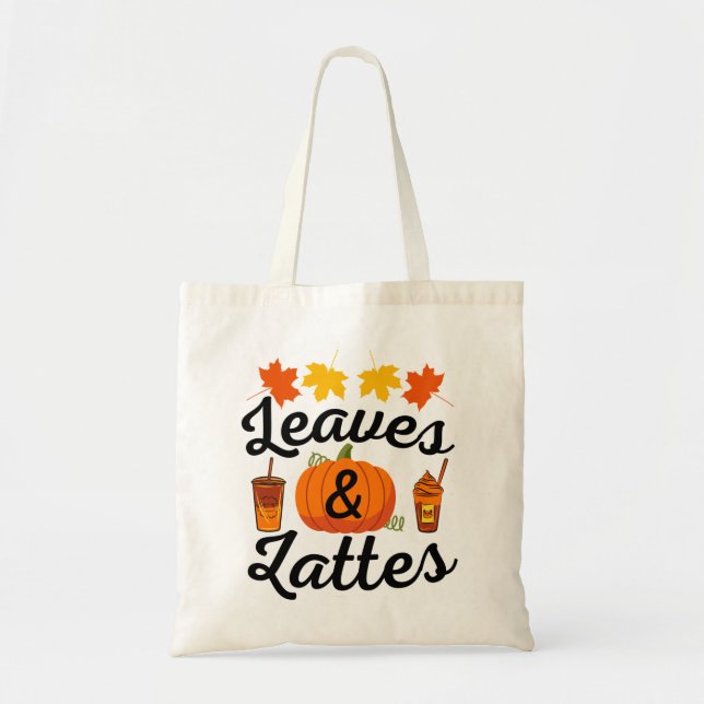 Tote Bag Feuilles Et Latte Automne (Devant)