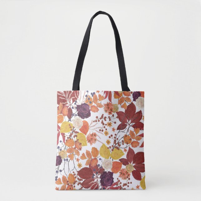 Tote Bag Feuilles et Roses de l'automne (Devant)