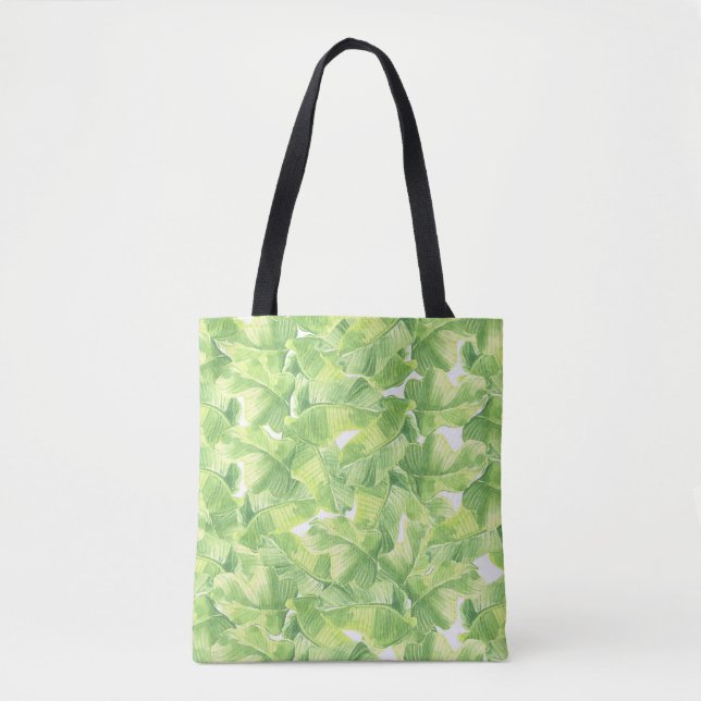 Tote Bag Feuilles exotiques : Aquarelle transparente (Devant)