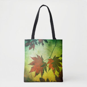 Tote Bag Feuilles japonais de l'érable et chute de script