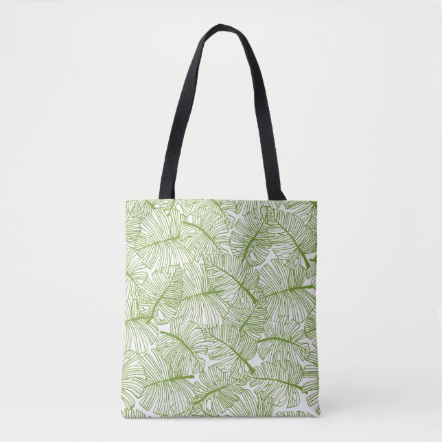 Tote Bag Feuilles Monstera, design floral sans soudure. (Devant)