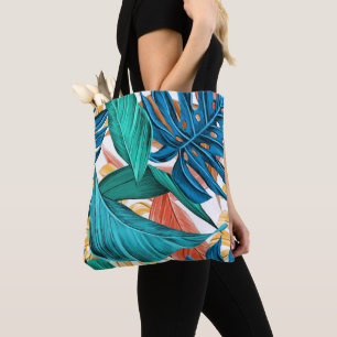 Tote Bag Feuilles multicolores et Feuilles Palm