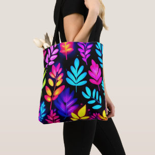 Tote Bag Feuilles Néon Motif Abstrait