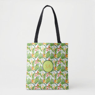 Tote Bag Feuilles tropicales de Monstera à l'aquarelle et m
