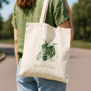 Tote Bag Feuilles Tropicales Modernes Personnalisées