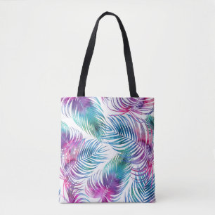 Tote Bag Feuilles tropicaux de palmiers, aquarelle motifs f