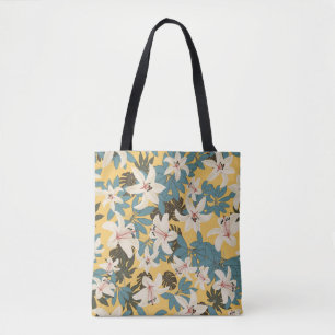 Tote Bag Feuilles tropicaux lumineux Lily Motif