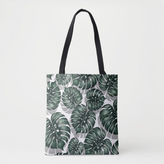 Tote Bag Feuilles tropicaux, monstère de la jungle (Devant)