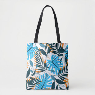 Tote Bag Feuilles tropicaux Motif blanc brillant