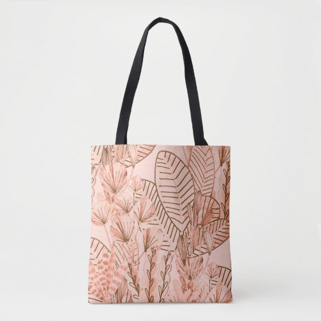 Tote Bag Feuilles tropicaux : Motif créatif à main. (Devant)