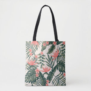 Tote Bag Feuilles tropicaux, papier peint joyeux sur la pla