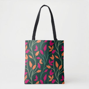 Tote Bag Feuilles vert foncé botaniques vibrantes et chic