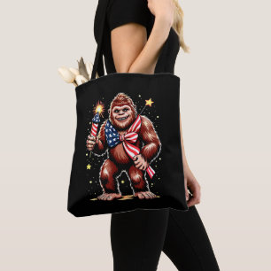 Tote Bag Feux d'artifice Bigfoot 4 juillet Sasquatch États-