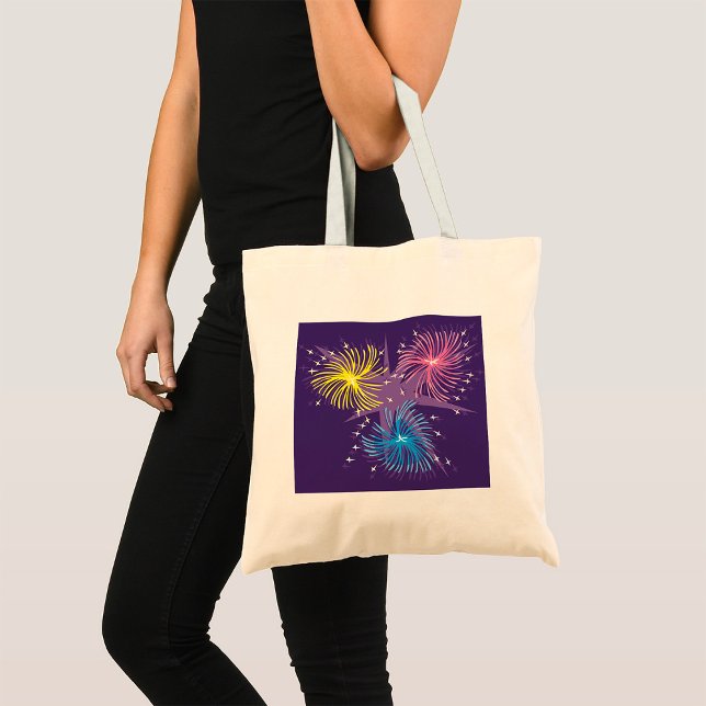 Tote Bag Feux d'artifice rétro colorés éclatent (Créateur téléchargé)