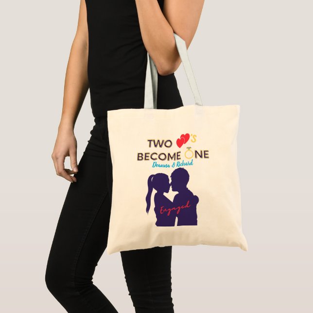 Tote Bag Fiancés Deux Cœurs Deviennent Un  (Devant (produit))
