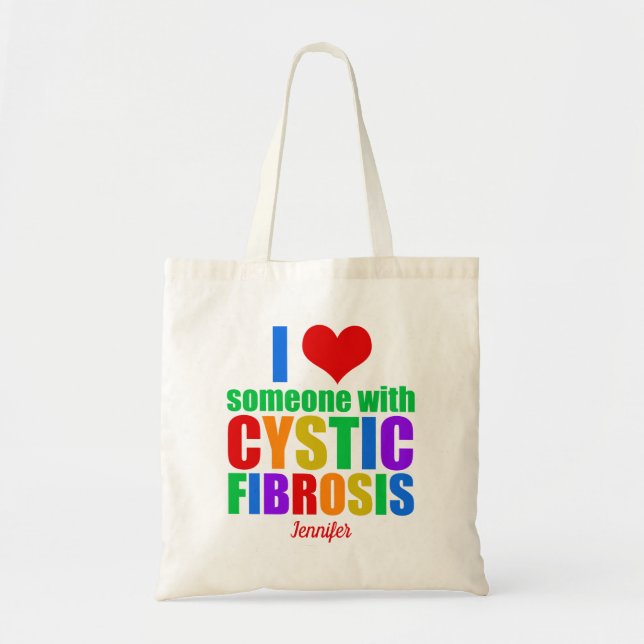 Tote Bag Fibrose kystique amour arc-en-ciel Nom personnalis (Devant)