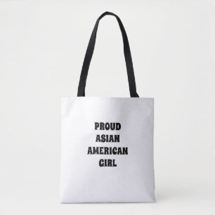 Tote Bag Fier Asiatique Américaine Fille, noir blanc