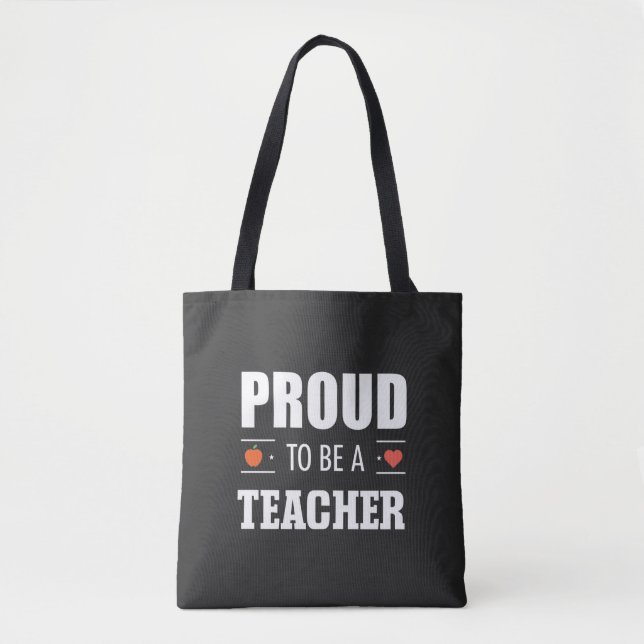 Tote Bag Fier d'être un enseignant – Typographie créative (Devant)