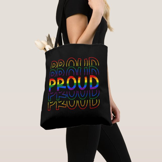 Tote Bag FIER LGBT Fierté Gay Noir (De près)