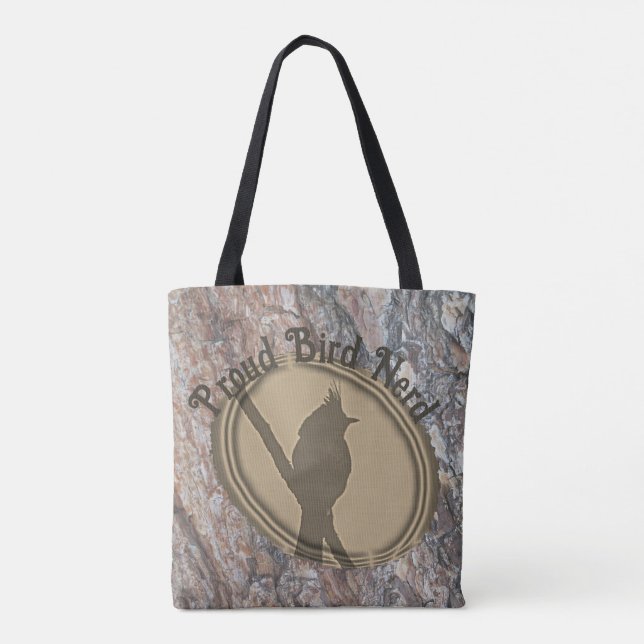Tote Bag Fier Oiseau Nerd Forêt Silhouette Bois Abstrait (Dos)