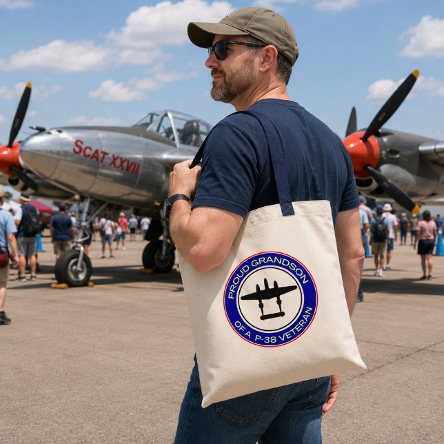 Tote Bag Fier petit-fils d'un vétéran du P-38 (Créateur téléchargé)
