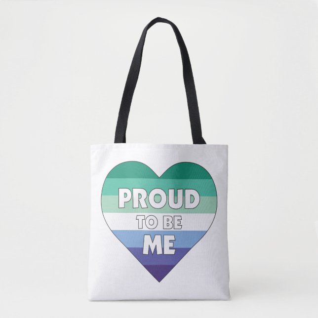 Tote Bag Fière d'être moi LGBTQ Hommes Gay Pride Coeur (Devant)