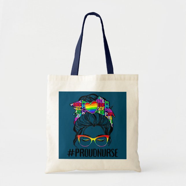 Tote Bag Fière infirmière Gay pride LGBT Messy Bun LGBTQ Al (Devant)