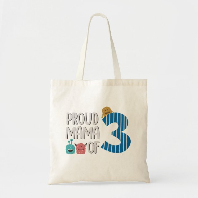 Tote Bag Fière maman des trois (Devant)