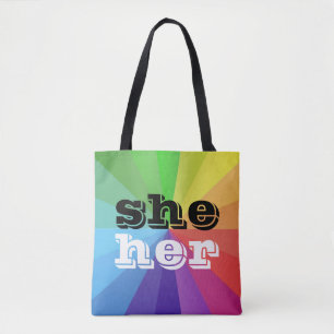 Tote Bag Fierté arc-en-ciel LGBT Drapeau Pronoun
