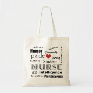 Tote Bag Fierté-Attributs d'élève-infirmière+coeur roug