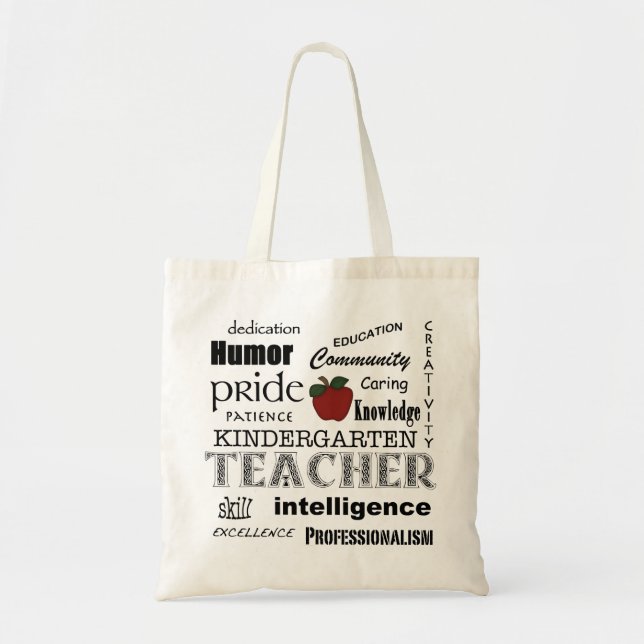 Tote Bag Fierté-Attributs d'institutrice gardienne+Apple (Devant)
