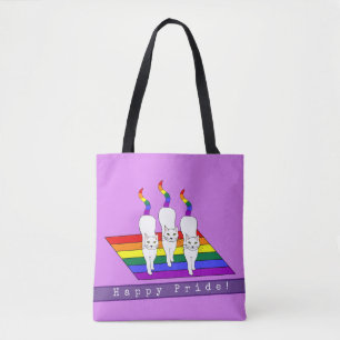 Tote Bag Fierté des chats LGBT avec drapeau arc-en-ciel