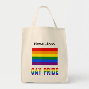 Tote Bag Fierté Gay et Drapeau Arc-en-ciel avec Votre Nom