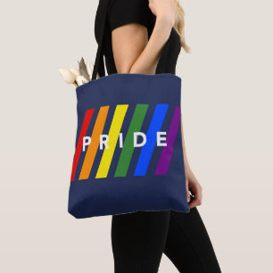 Tote Bag Fierté LGBTQ diagonale bandes de arc-en-ciel sur f