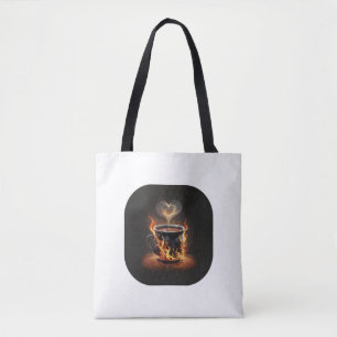 Tote Bag Fiery Christmas Coffee Cup avec Heart Steam Art