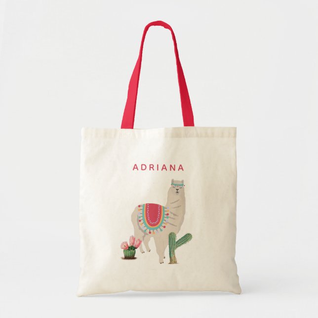 Tote Bag Fiesta Llama et Cactus personnalisés (Devant)