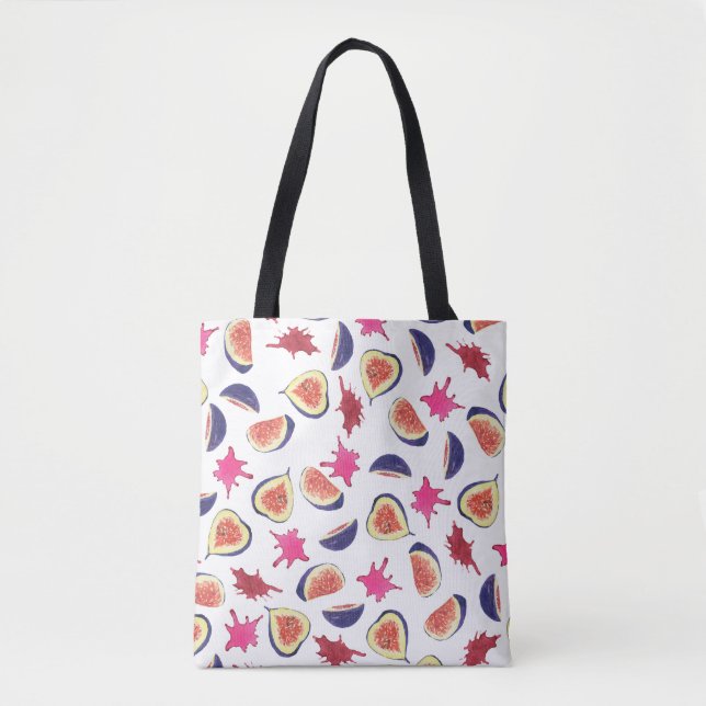 Tote Bag Figes fraîches Aquarelle de jus rose (Devant)
