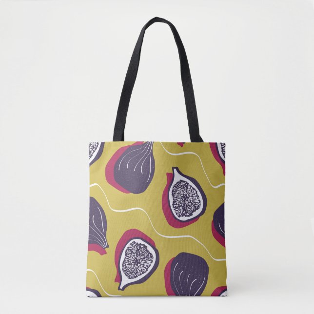 Tote Bag Figes stylisées Impression végétale Vintage (Devant)