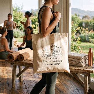 Tote Bag Figure de yoga en méditation Art en ligne fluide