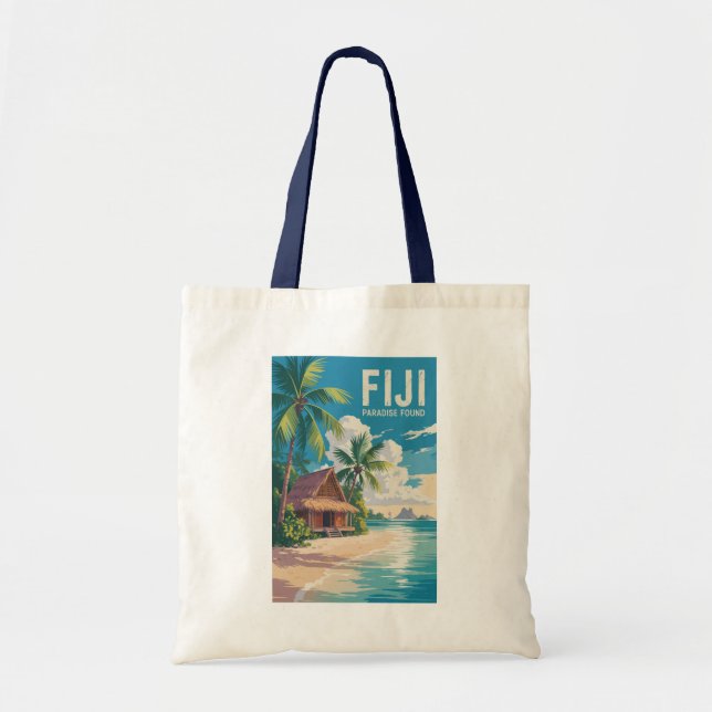 Tote Bag Fiji Beach Hut Travel Art Vintage (Devant)