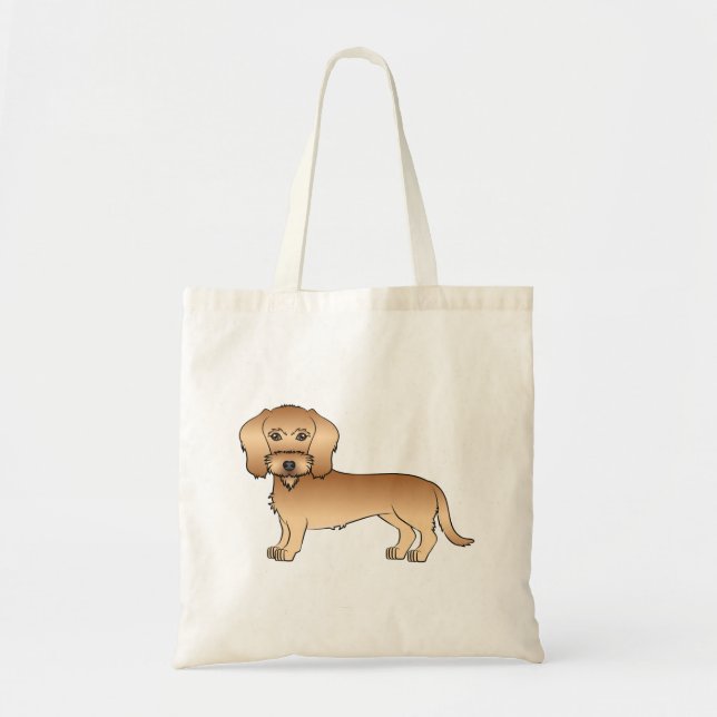 Tote Bag Fil à roue Haired Dachshund mignon chien de dessin (Devant)
