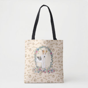 Tote Bag Fil Haired Fox Terrier Chien Empreinte de patte et
