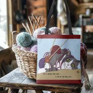 Tote Bag Fil Tricot drôle Chat