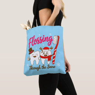 Tote Bag Filer à travers la neige Noël Dentiste Dents
