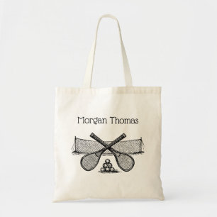 Tote Bag Filet de tennis vintage sportif, raquettes croisée