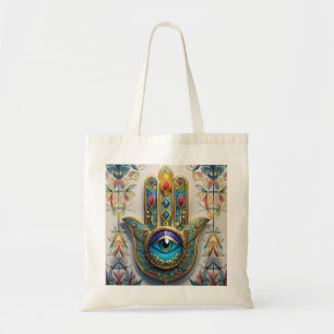Tote Bag Filigree couleur or bleu-vert troisième oeil Hamsa